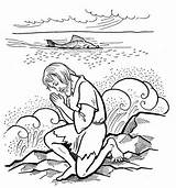 Jonah Coloring Whale Praying God Swallowed Being After Color Netart sketch template