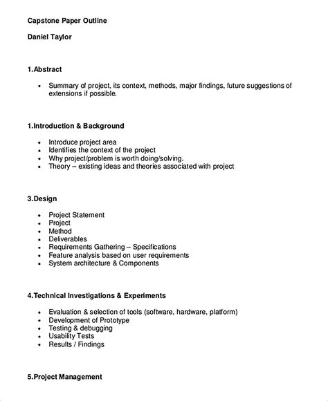 project outline template paper outline outline templates