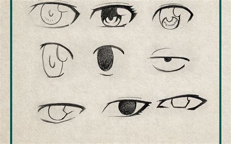 gabarito de olhos masculinos em mangá 9 estilos
