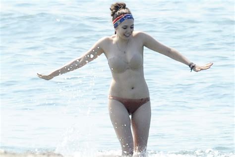 Elizabeth Olsen Made A Splash In A Nude Colored Bikini Top