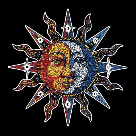 celestial mosaic sunmoon  david sanders redbubble mosaic moon