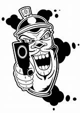 Gangster Bombe Spraycan Spray Gangsta Stockillustratie St2 sketch template