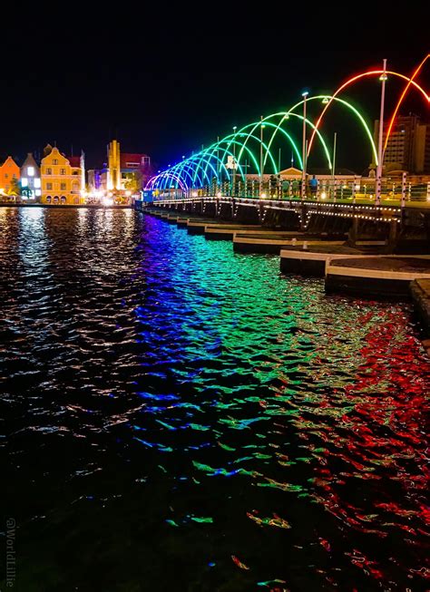 queen emma floating bridge  willemstad curacao   gorgeous floating rainbow