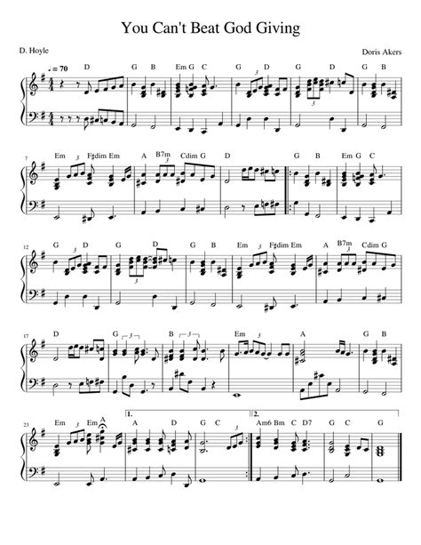 you can t beat god giving sheet music for piano solo