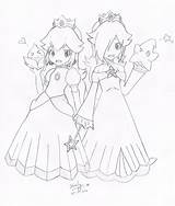 Peach Rosalina Coloring Princess Daisy Mario Pages Luma Popular Coloringhome Template Comments Sketch sketch template