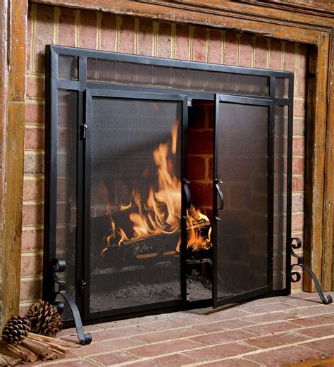 Flat Guard Fire Screens With Doors In Solid Steel Plowhearth