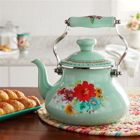 The Pioneer Woman Breezy Blossom Enamel On Steel 1 9 Quart Tea Kettle