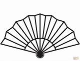 Japanese Line Coloring Pages Fan Clipart Printable Clip sketch template