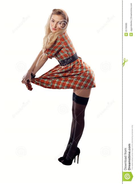 beautiful girl in the style of pin up royalty free stock