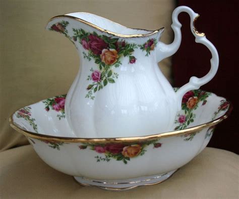 royal albert  country roses wash bowl  pitcher royal