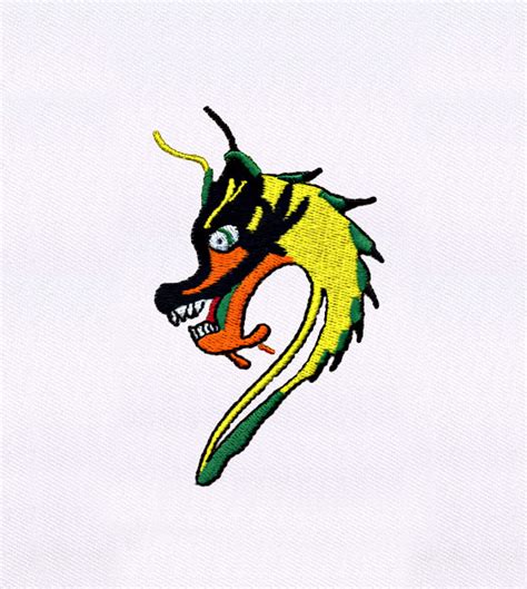Angry Green And Yellow Dragon Embroidery Design Digitemb