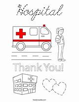 Ambulance Hospital Cursive sketch template