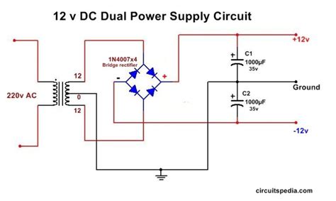 dc dual power supply circuit diagramvv  regulated dual power supply