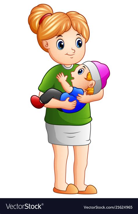 Cartoon Mother Holding Her Son Royalty Free Vector Image