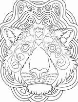 Mandala Tiger Coloring Face Root Inspirations Adults Adult Stress Relief sketch template