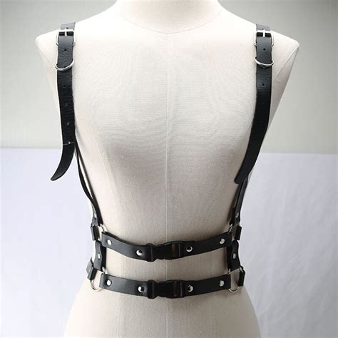 sexy gothic black retro leather garters women corset hollow out sexy