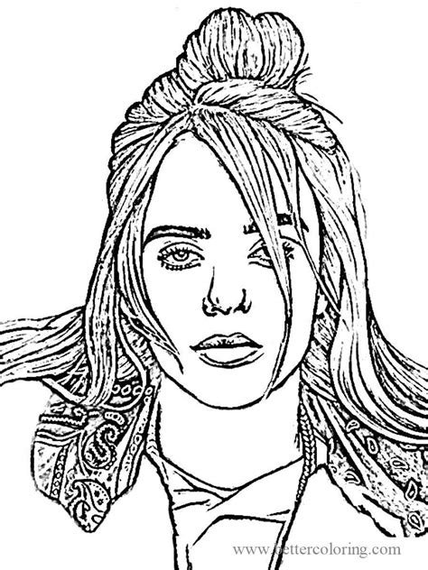 sketch drawing  billie eilish coloring pages  printable coloring pages