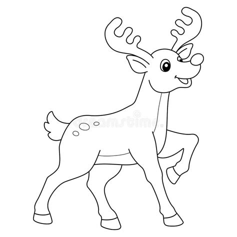 christmas reindeer isolated coloring page  kids stock vector