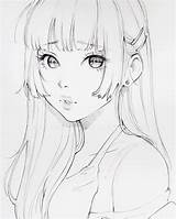Anime Sketch Sketches Drawing Drawings Pencil Ladowska Manga Cute Digital Face Sketching Line Sketsa Kawaii Artist Faces Instagram Choose Board sketch template