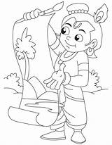 Krishna Coloring Pages Baby Painting Bheem Sketch Artist Doing Drawing Kids Lord Great Chhota Colouring Outline Coloringhome Drawings Iskcon Print sketch template