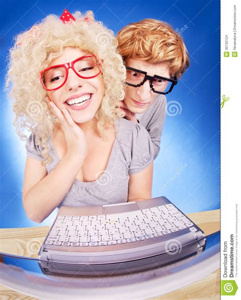 nerdy couple stock images image 30732124