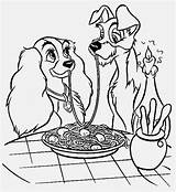 Coloring Spaghetti Tramp Lady Eating Pages Disney Print Kids Noodles Printable Dog Walt Getcolorings Getdrawings sketch template