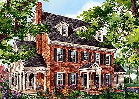 small brick colonial house plans