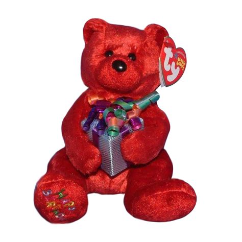 ty beanie baby happy birthday red package mwmt bear  present ebay