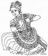Kerala Outline Colouring Mural Kathakali Ru Pitara Readability Dancers sketch template