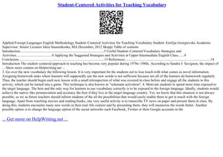 student centered activities  teaching vocabulary