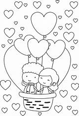 Coloring Pages Couple Cute Balloon Color Kids Printable Heart Bestcoloringpagesforkids Sheets Print Valentine Draw Getdrawings Getcolorings sketch template