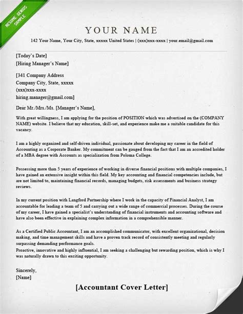 cover letter  accounting job cover letter  cover