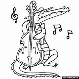 Playing Coloring Crocodile Bass Pages Stand Animals Instrument Music Musical Instruments Choose Board sketch template