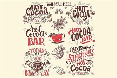 hot cocoa signs set print design template cocoa graphic design