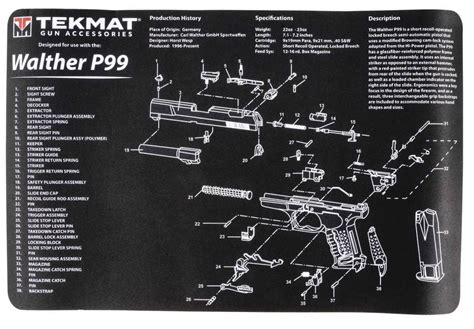 tekmat tekrwalp original cleaning mat walther p parts diagram    grove gun shop