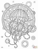 Jellyfish Printable Adulte Supercoloring Zentangle Gethighit Medusa Leuke Drukuj sketch template
