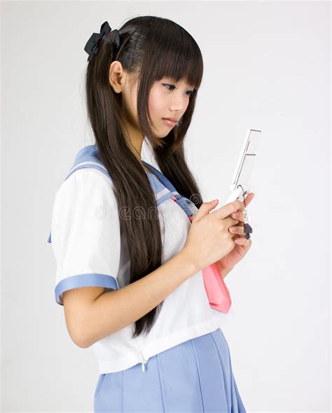 Menina Adolescente Bonito Japonesa Da Escola Imagem De Stock Imagem