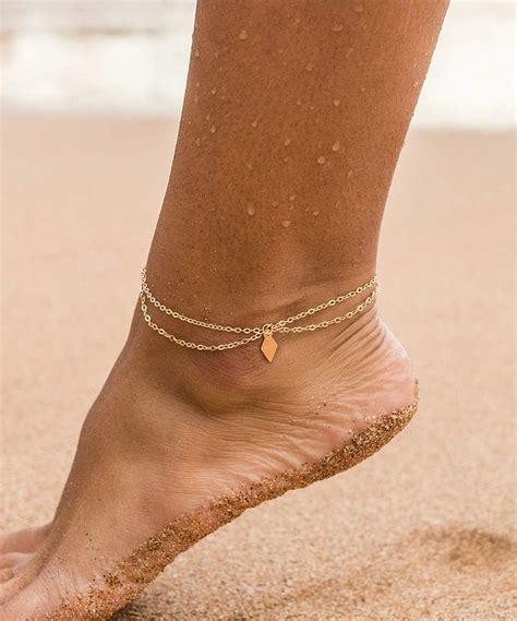 ailis corner womens anklets style goldtone geometric double chain anklet women anklets