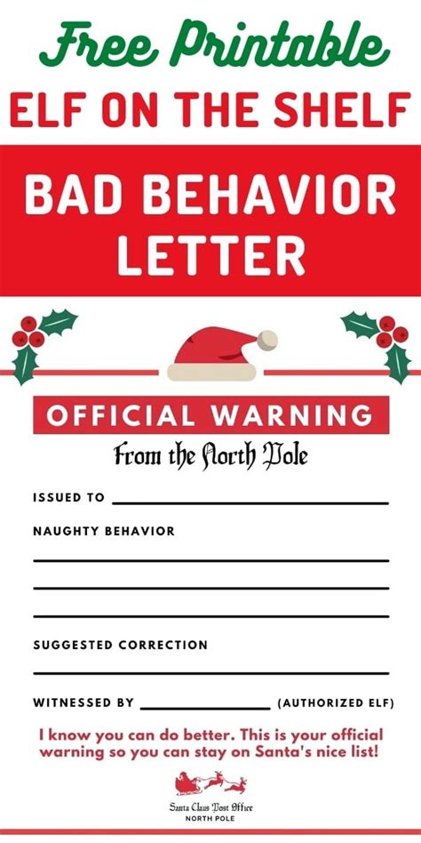 printable elf   shelf bad behavior letter farrah printable