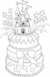 Princess Coloring Cake Pages Birthday Mom sketch template