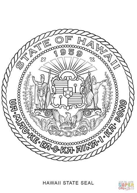 hawaii state seal coloring page  printable coloring pages