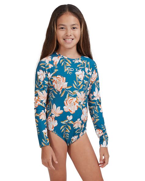roxy girls   summer  surf long sleeve upf   piece swimsuit