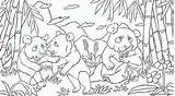 Panda Coloring Pages Forest Bamboo Baby Kids Giant sketch template
