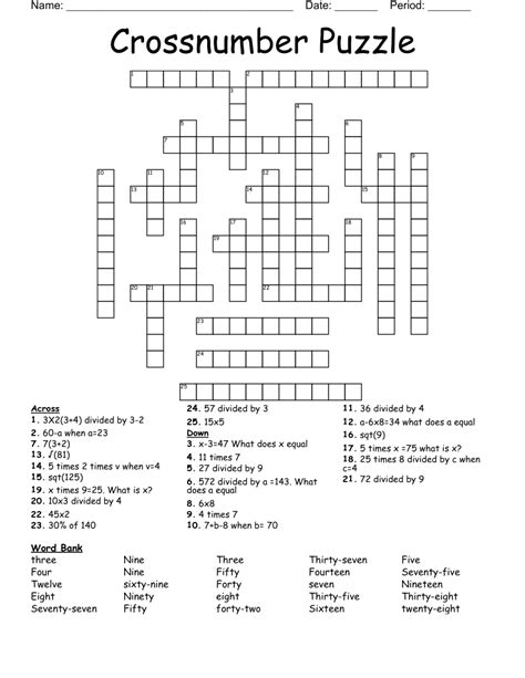 crossnumber puzzle crossword wordmint