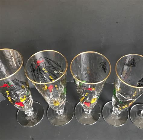 Vintage Libbey Pilsner Glasses Pirate Beer Glasses Set Of 4 Etsy