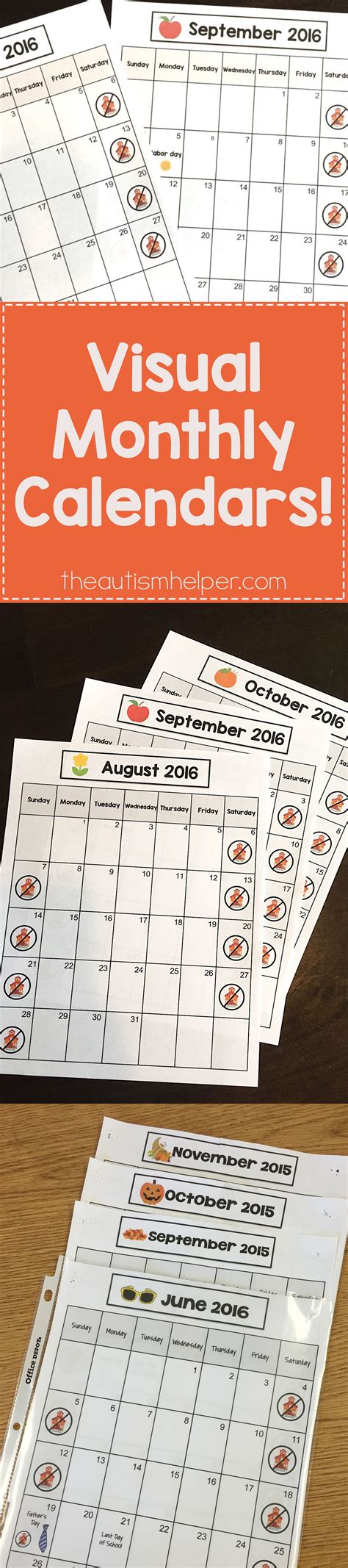 visual monthly calendars  autism helper monthly calendar