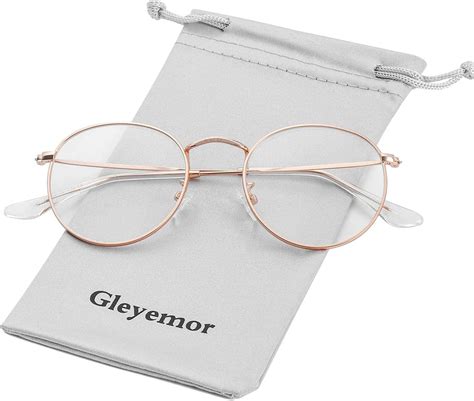 Clear Glasses For Women Men Classic Round Metal Frame Clear Lens Fake