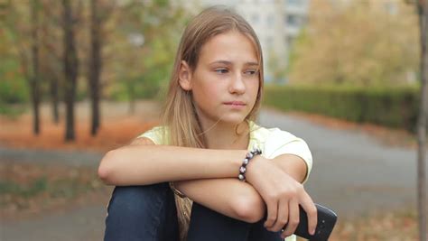 sad girl depressed cute teen female sitting deep royalty  video