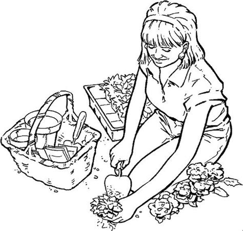 planting flower seed  gardening coloring pages bulk color garden