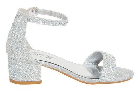 girls  block heel party shoes faux suede bridesmaids heels kids sandals size ebay